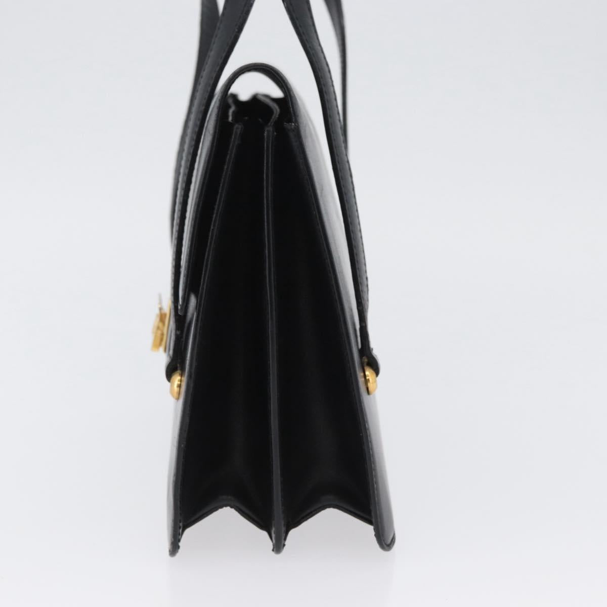 CELINE Hand Bag Leather Black Gold Auth ARZ427