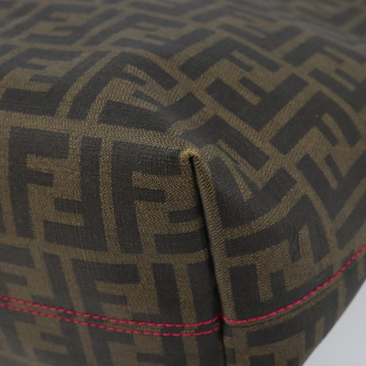 FENDI Zucca Canvas Tote Bag PVC Black Brown Auth ARZ430A