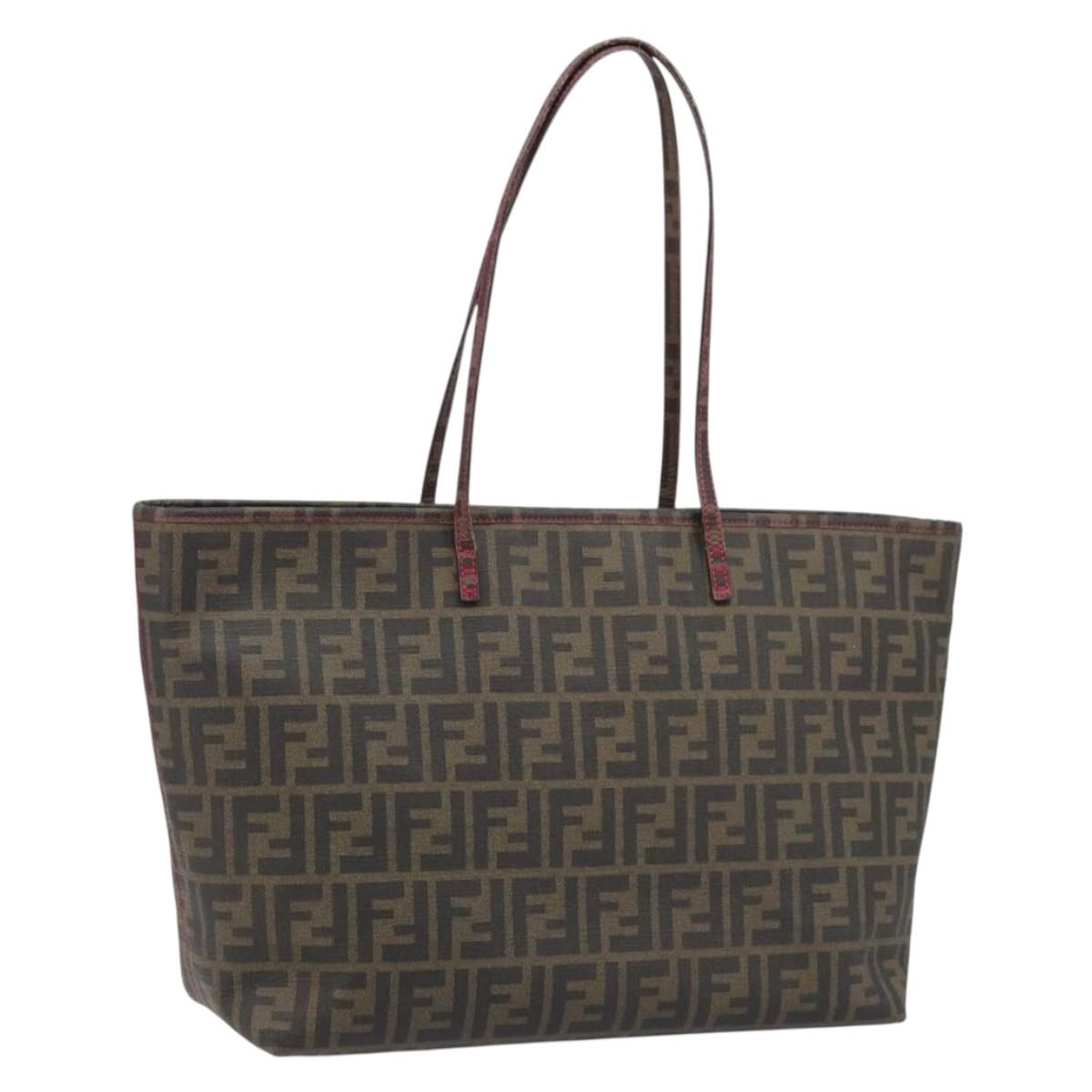 FENDI Zucca Canvas Tote Bag PVC Black Brown Auth ARZ430A