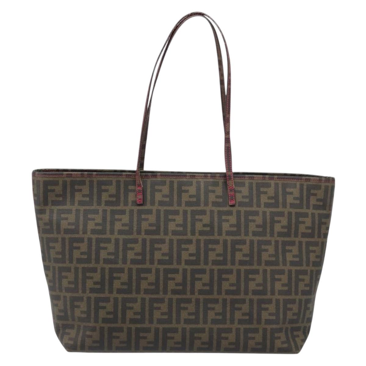 FENDI Zucca Canvas Tote Bag PVC Black Brown Auth ARZ430A