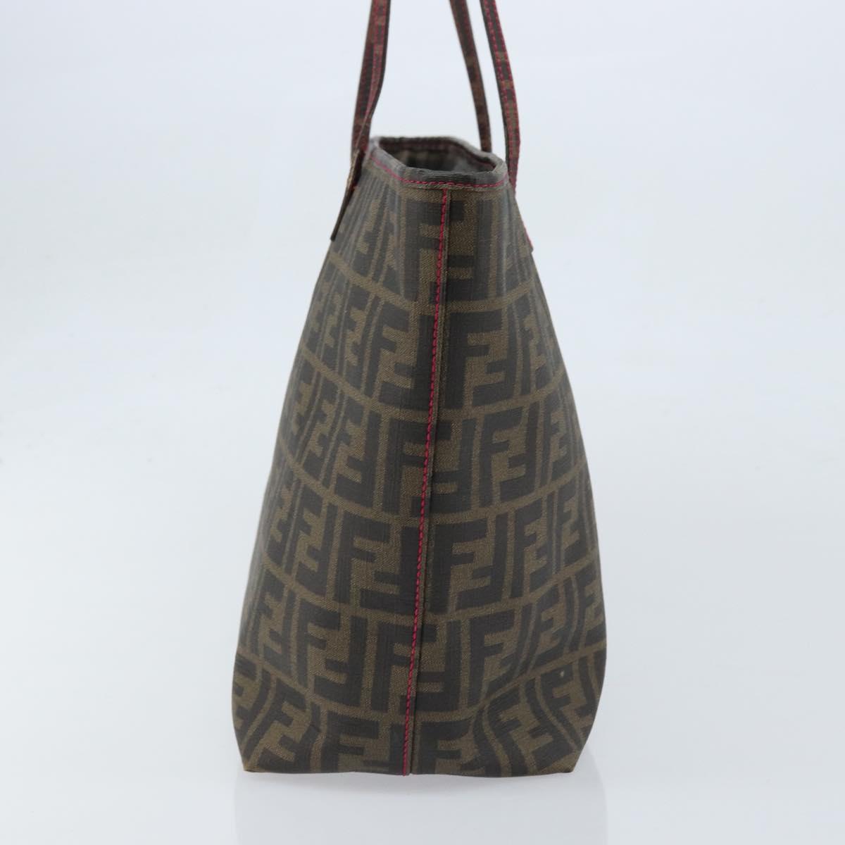 FENDI Zucca Canvas Tote Bag PVC Black Brown Auth ARZ430A