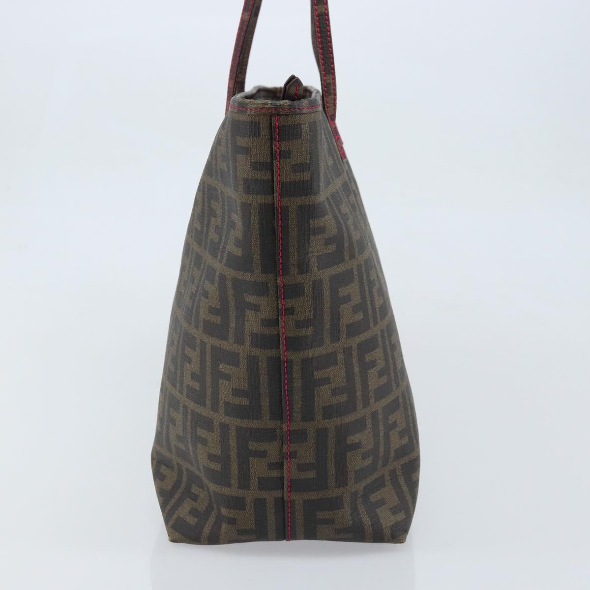 FENDI Zucca Canvas Tote Bag PVC Black Brown Auth ARZ430A