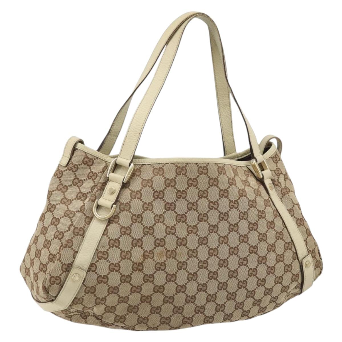 GUCCI GG Canvas Abbey Tote Bag Beige Gold 130736 Auth ARZ431
