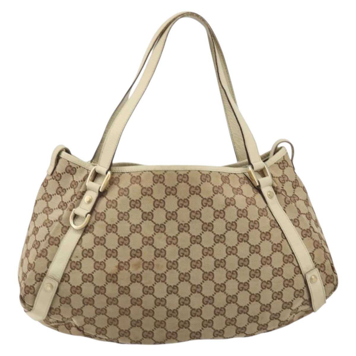 GUCCI GG Canvas Abbey Tote Bag Beige Gold 130736 Auth ARZ431