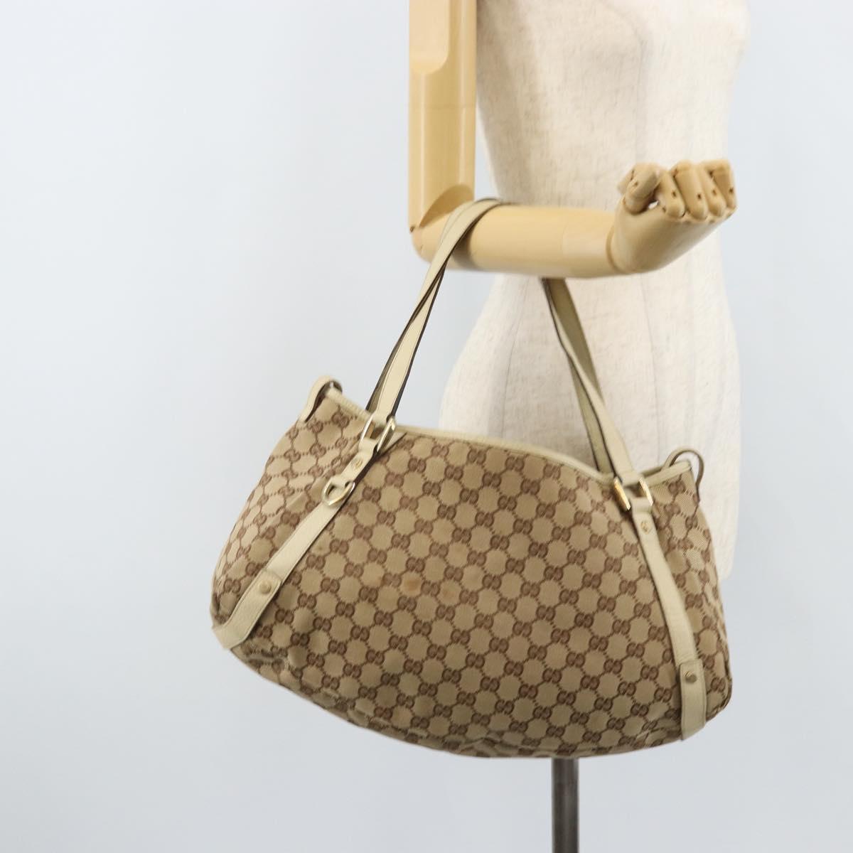 GUCCI GG Canvas Abbey Tote Bag Beige Gold 130736 Auth ARZ431