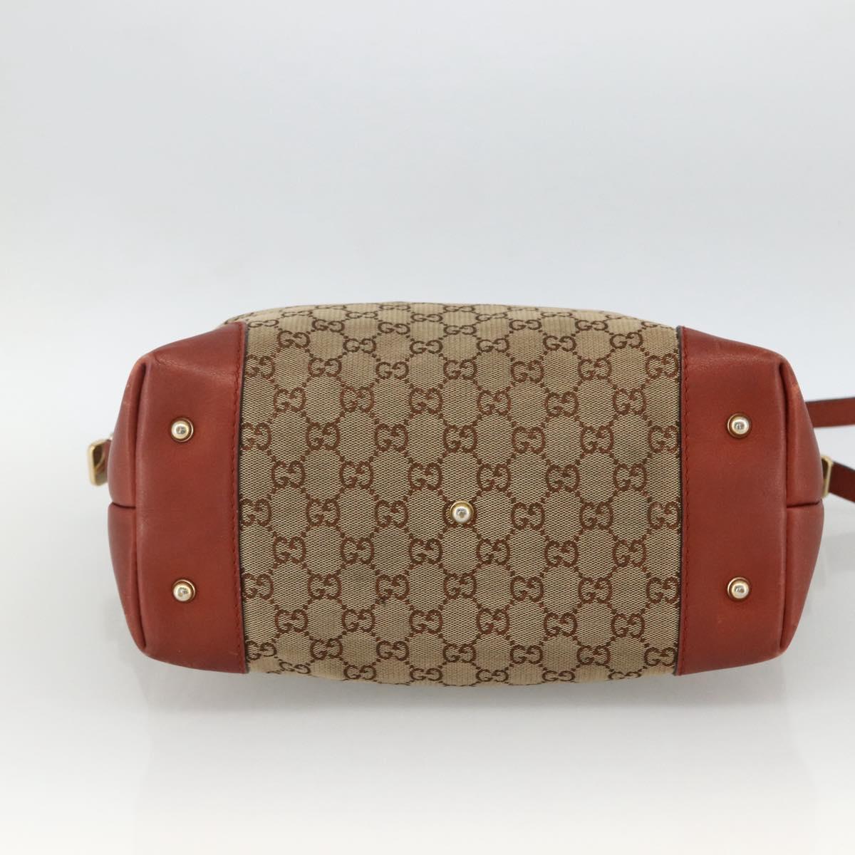 GUCCI GG Canvas Hand Bag 2way Beige Gold 269957 Auth ARZ432