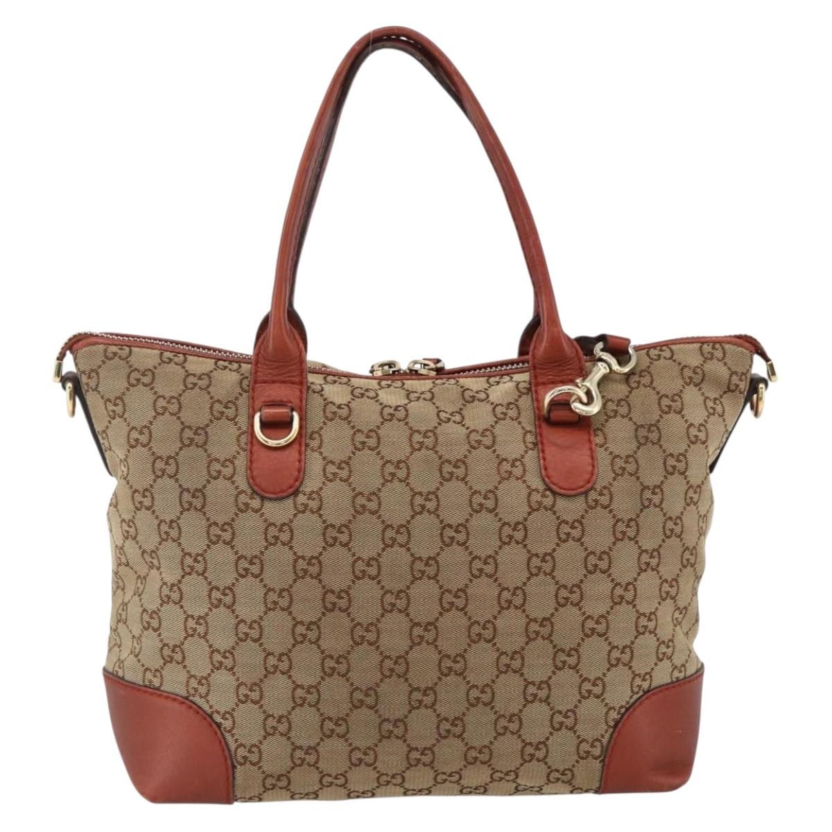GUCCI GG Canvas Hand Bag 2way Beige Gold 269957 Auth ARZ432