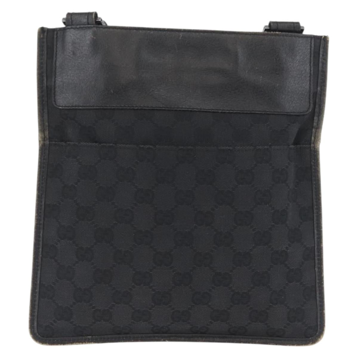 GUCCI GG Canvas Shoulder Bag Black Silver 27639 Auth ARZ435