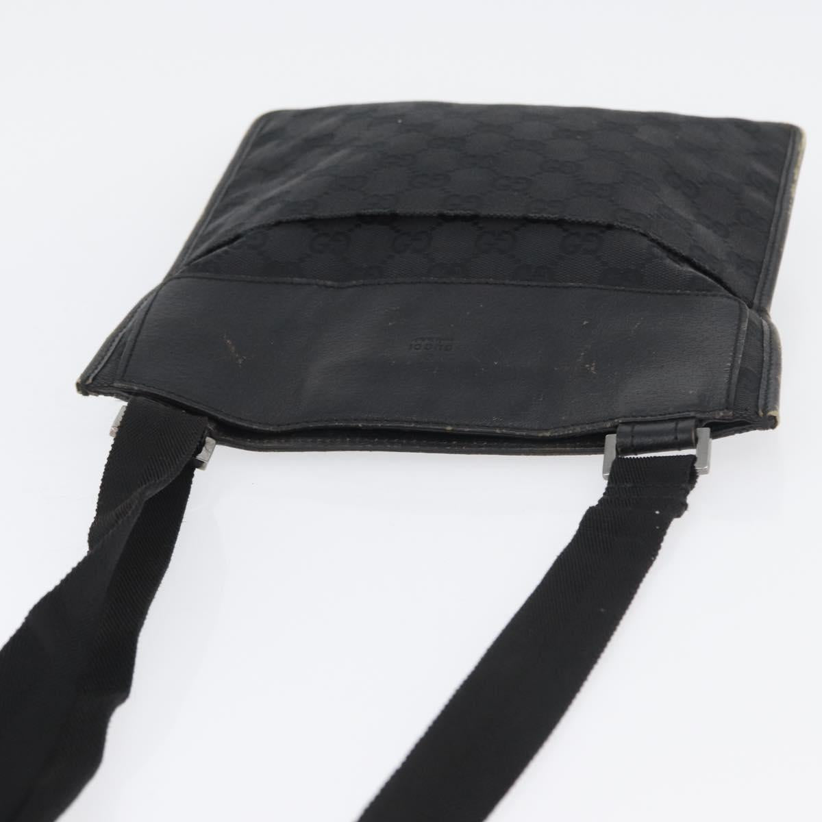 GUCCI GG Canvas Shoulder Bag Black Silver 27639 Auth ARZ435