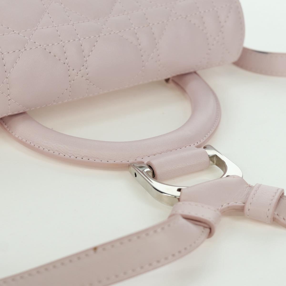 Christian Dior Cannage Stardust Small Backpack Lamb Skin Pink Auth ARZ437M