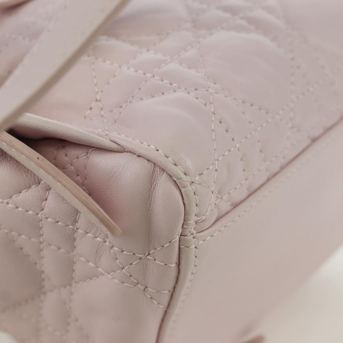 Christian Dior Cannage Stardust Small Backpack Lamb Skin Pink Auth ARZ437M
