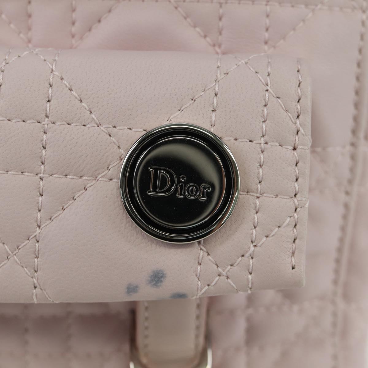Christian Dior Cannage Stardust Small Backpack Lamb Skin Pink Auth ARZ437M