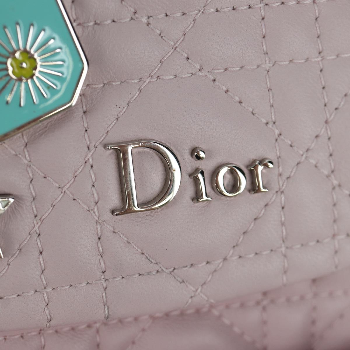 Christian Dior Cannage Stardust Small Backpack Lamb Skin Pink Auth ARZ437M