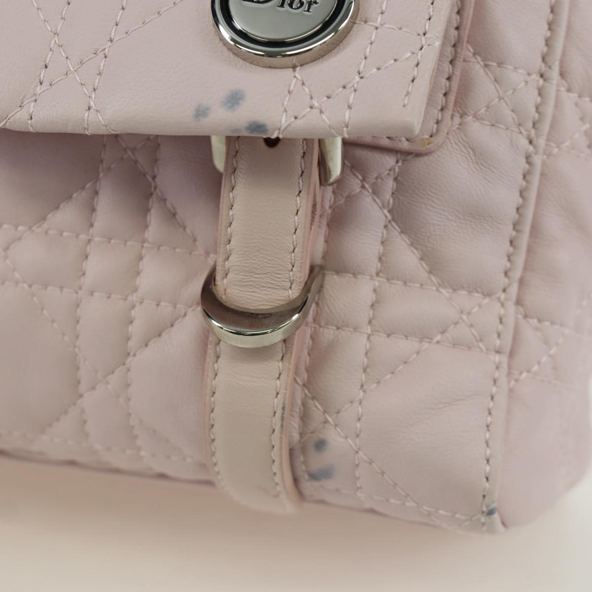 Christian Dior Cannage Stardust Small Backpack Lamb Skin Pink Auth ARZ437M