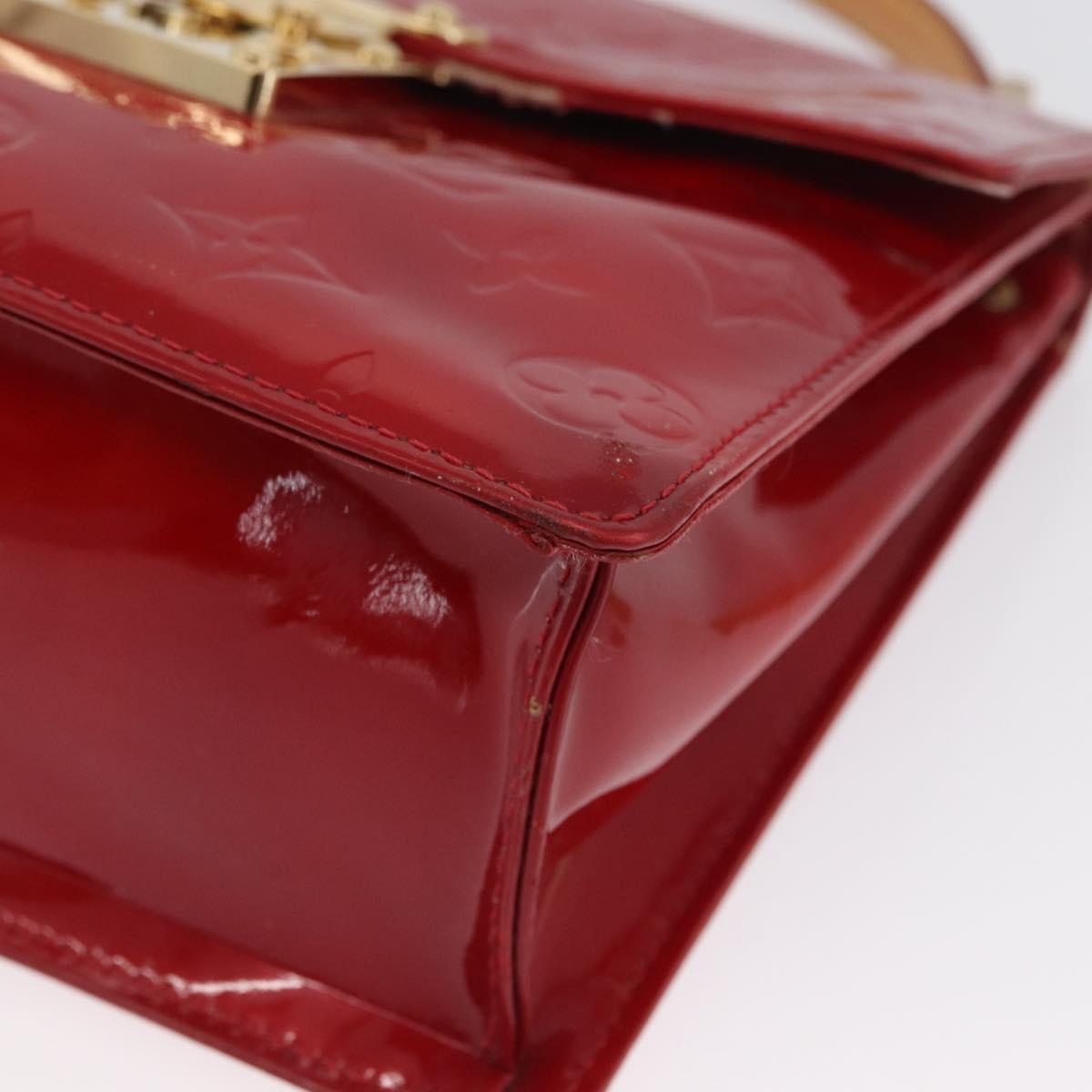LOUIS VUITTON Monogram Vernis Spring Street Hand Bag Red M91135 LV Auth ARZ439