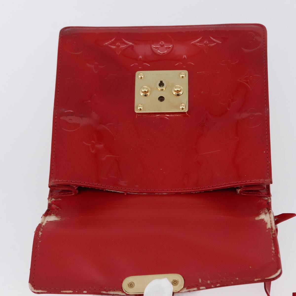 LOUIS VUITTON Monogram Vernis Spring Street Hand Bag Red M91135 LV Auth ARZ439