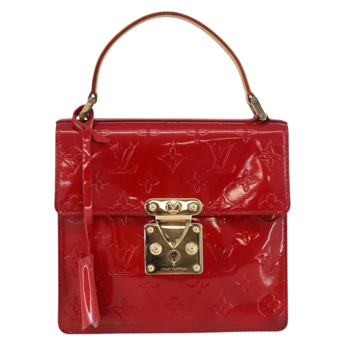 LOUIS VUITTON Monogram Vernis Spring Street Hand Bag Red M91135 LV Auth ARZ439