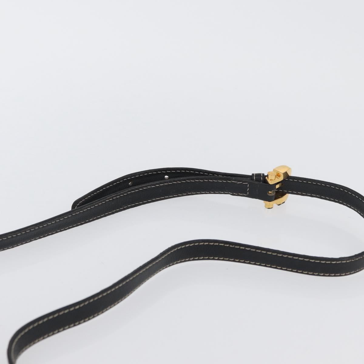 LOEWE Anagram Hand Bag Leather 2way Black Gold Auth ARZ441