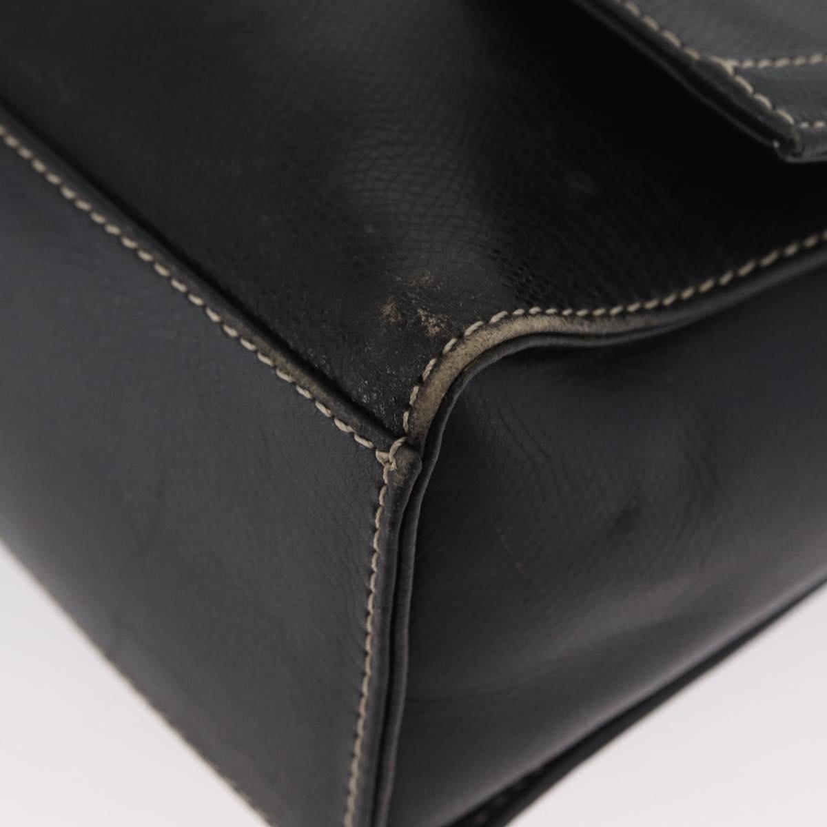 LOEWE Anagram Hand Bag Leather 2way Black Gold Auth ARZ441