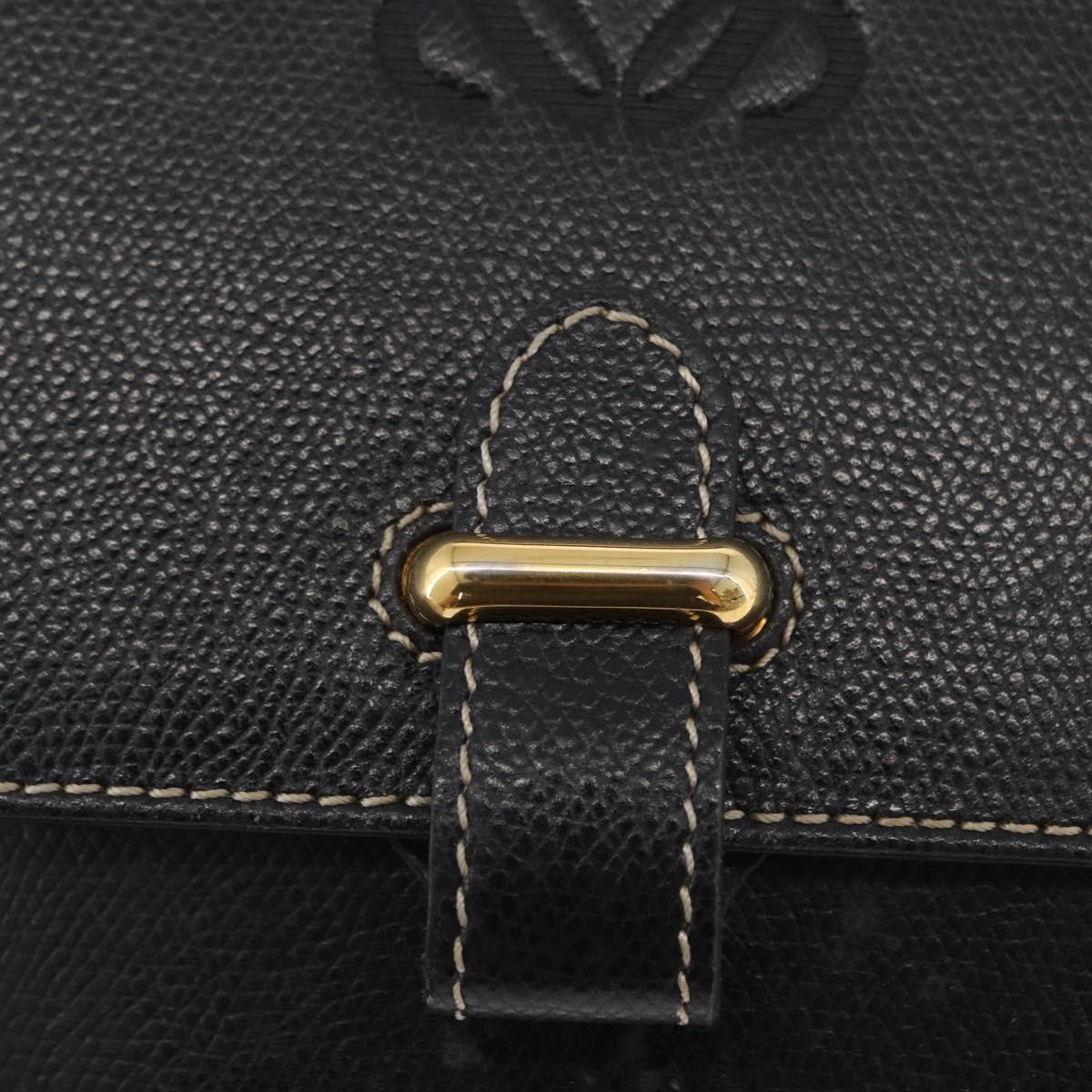 LOEWE Anagram Hand Bag Leather 2way Black Gold Auth ARZ441