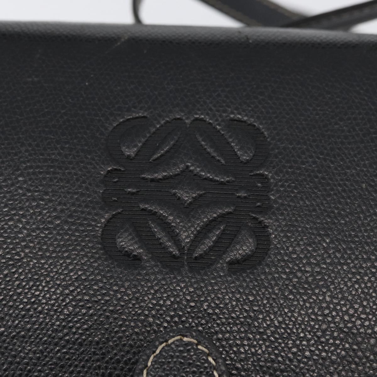 LOEWE Anagram Hand Bag Leather 2way Black Gold Auth ARZ441