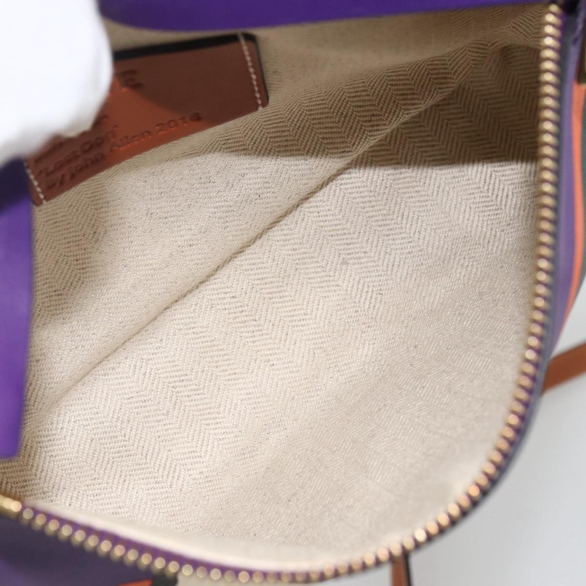 LOEWE John Allen Collaboration Shoulder Bag Leather Purple Gold Auth ARZ442M
