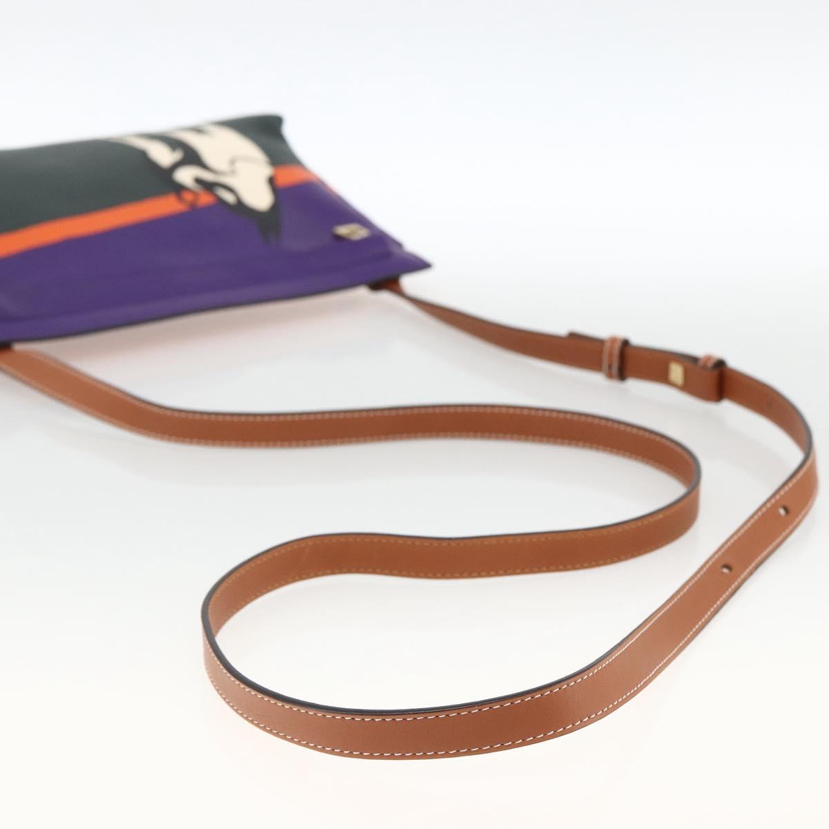 LOEWE John Allen Collaboration Shoulder Bag Leather Purple Gold Auth ARZ442M