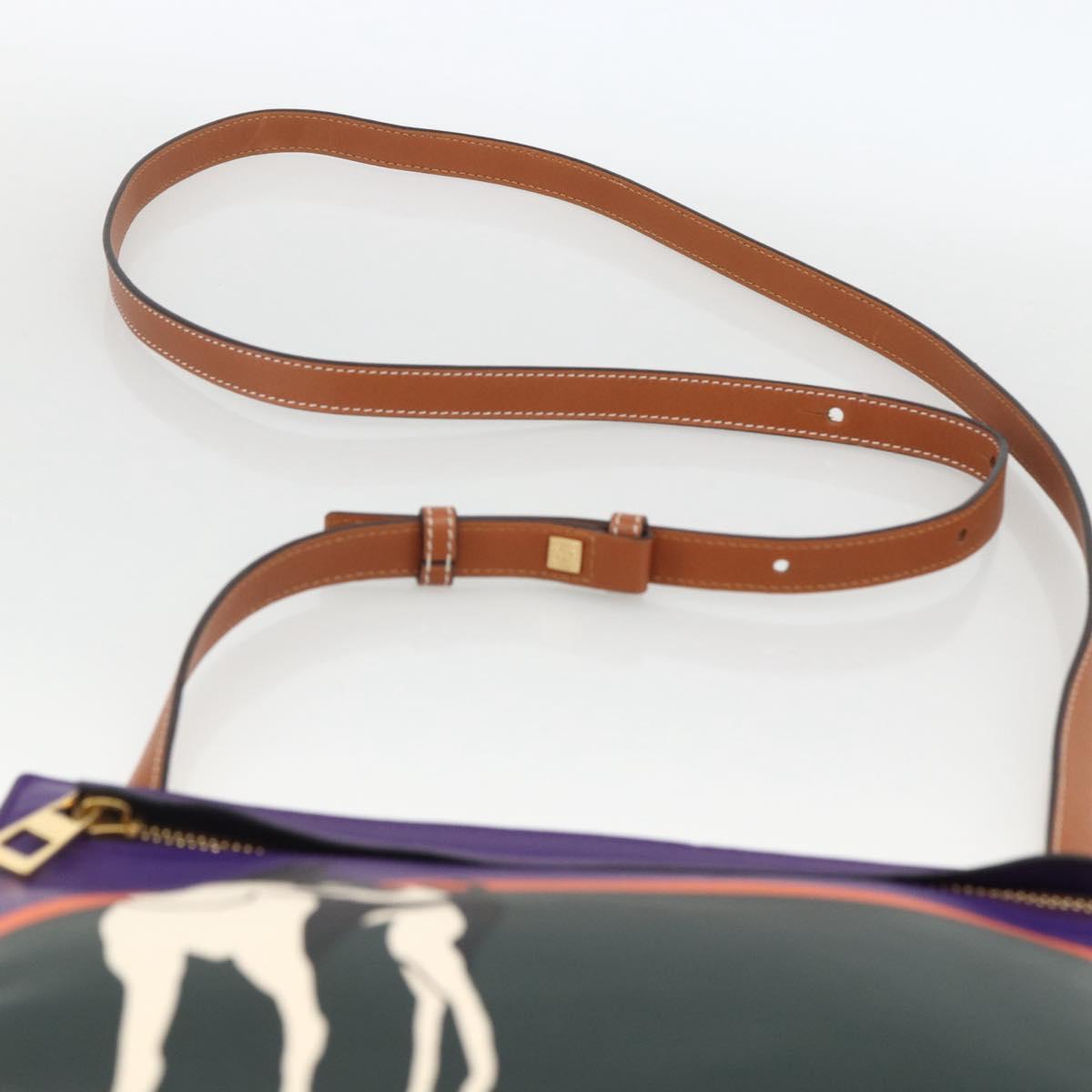 LOEWE John Allen Collaboration Shoulder Bag Leather Purple Gold Auth ARZ442M