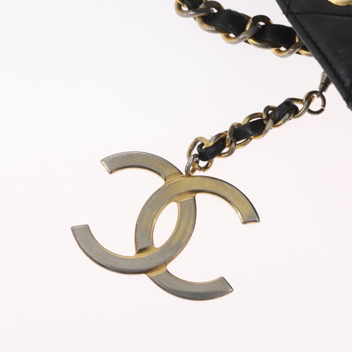 CHANEL Matelasse Chain Shoulder Bag Lamb Skin Black Gold CC Auth ARZ445