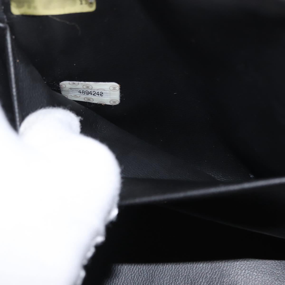 CHANEL COCO Mark Vanity Hand Bag Patent leather 2way Black Gold CC Auth ARZ446