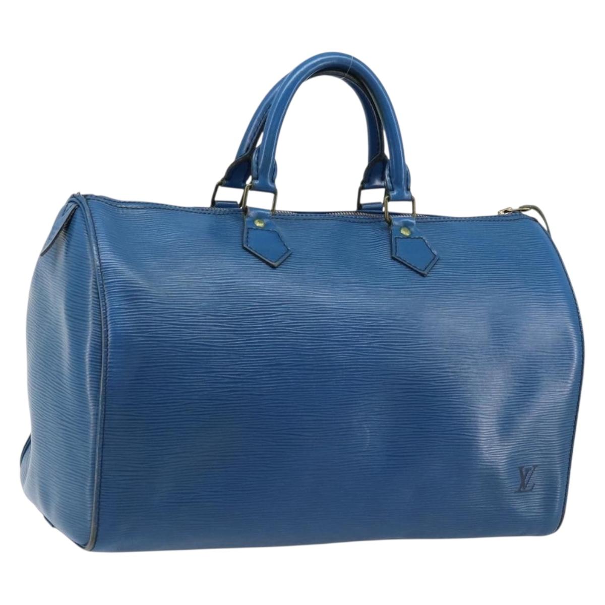 LOUIS VUITTON Epi Speedy 35 Hand Bag Toledo Blue M42995 LV Auth ARZ466