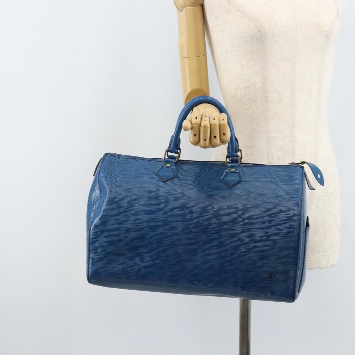 LOUIS VUITTON Epi Speedy 35 Hand Bag Toledo Blue M42995 LV Auth ARZ466