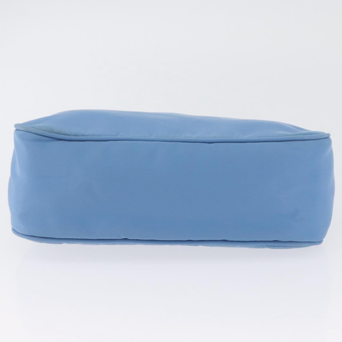 PRADA Hand Bag Nylon Light Blue Silver Auth ARZ485A