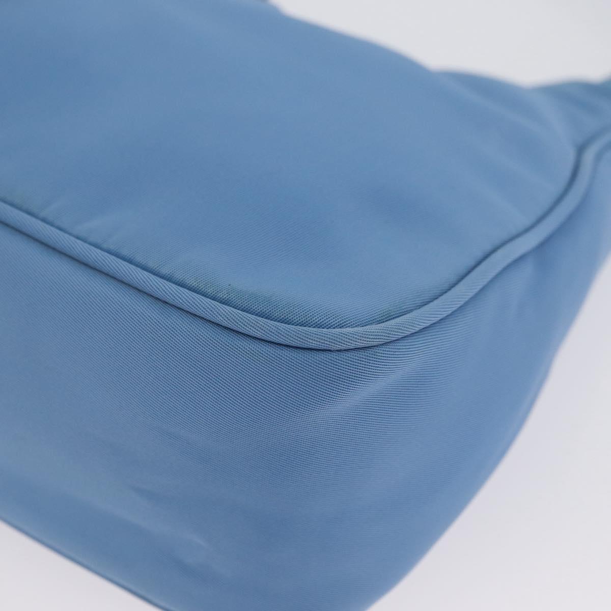 PRADA Hand Bag Nylon Light Blue Silver Auth ARZ485A