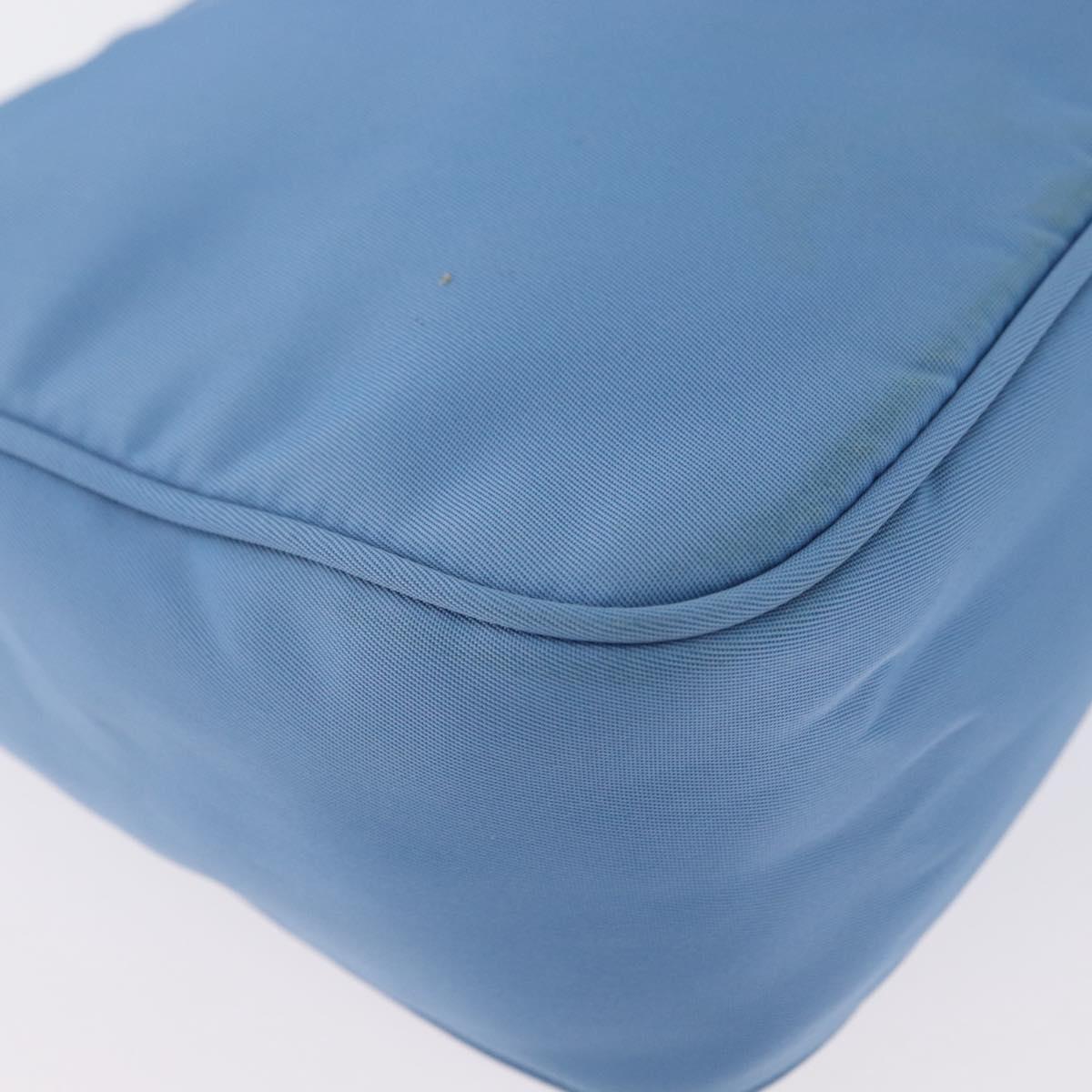 PRADA Hand Bag Nylon Light Blue Silver Auth ARZ485A