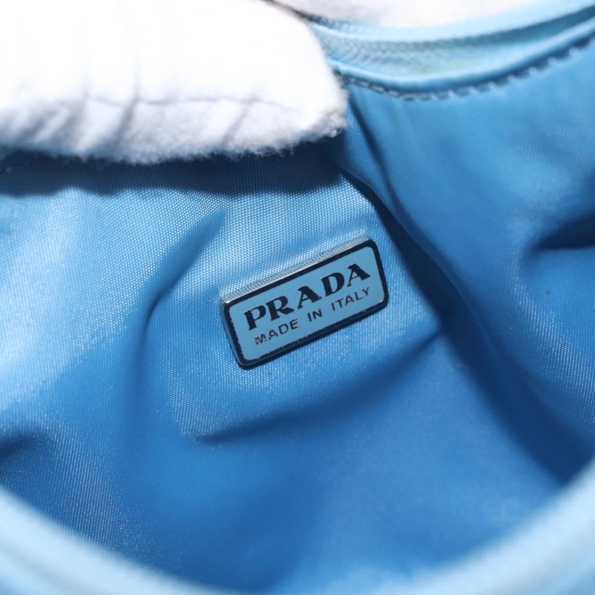 PRADA Hand Bag Nylon Light Blue Silver Auth ARZ485A
