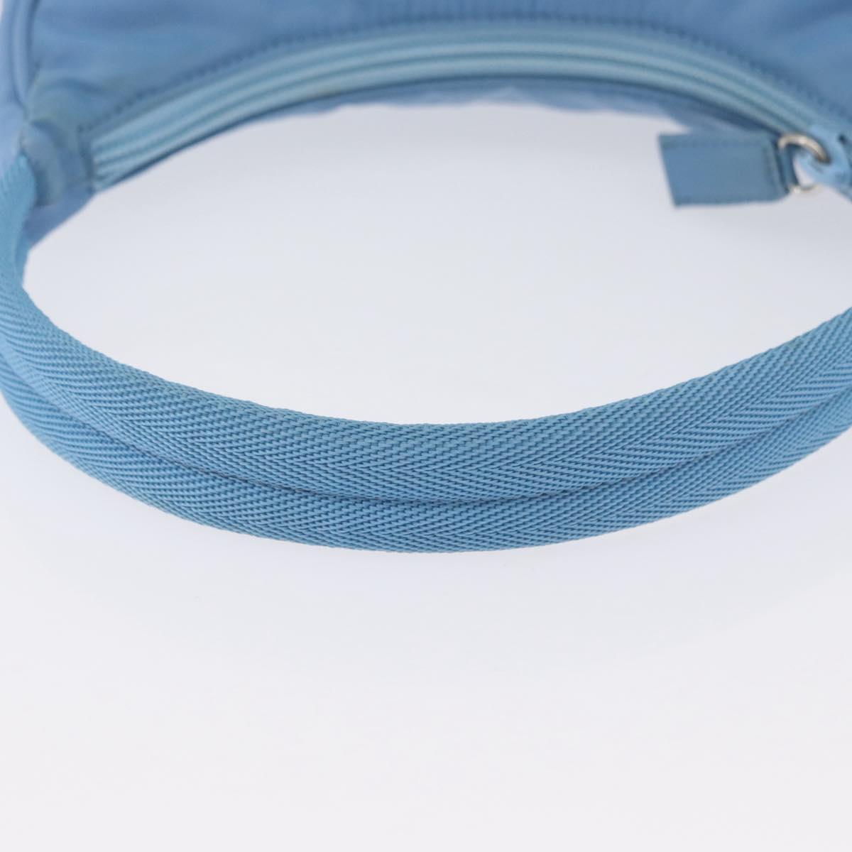 PRADA Hand Bag Nylon Light Blue Silver Auth ARZ485A