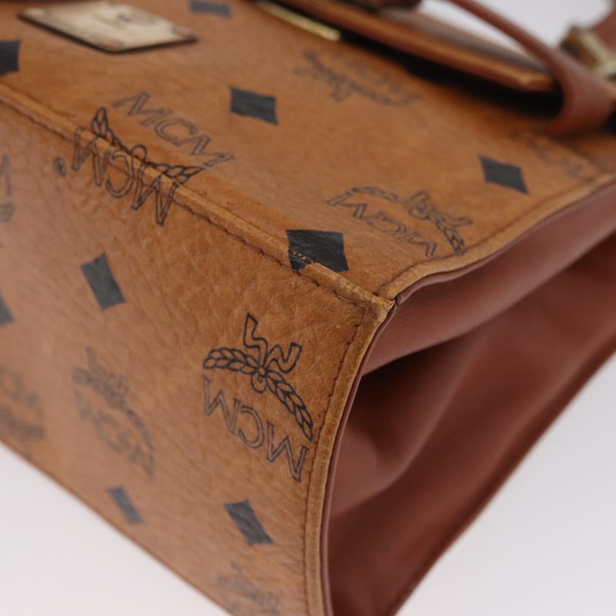 MCM Vicetos Logogram Hand Bag PVC Leather 2way Brown Gold Auth ARZ491