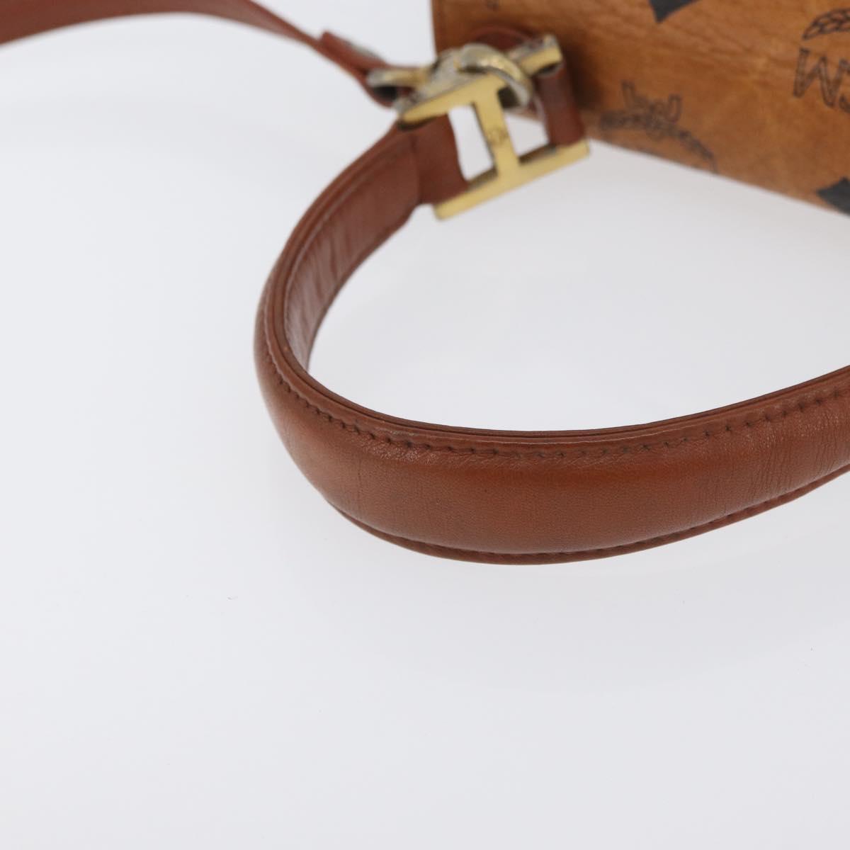 MCM Vicetos Logogram Hand Bag PVC Leather 2way Brown Gold Auth ARZ491