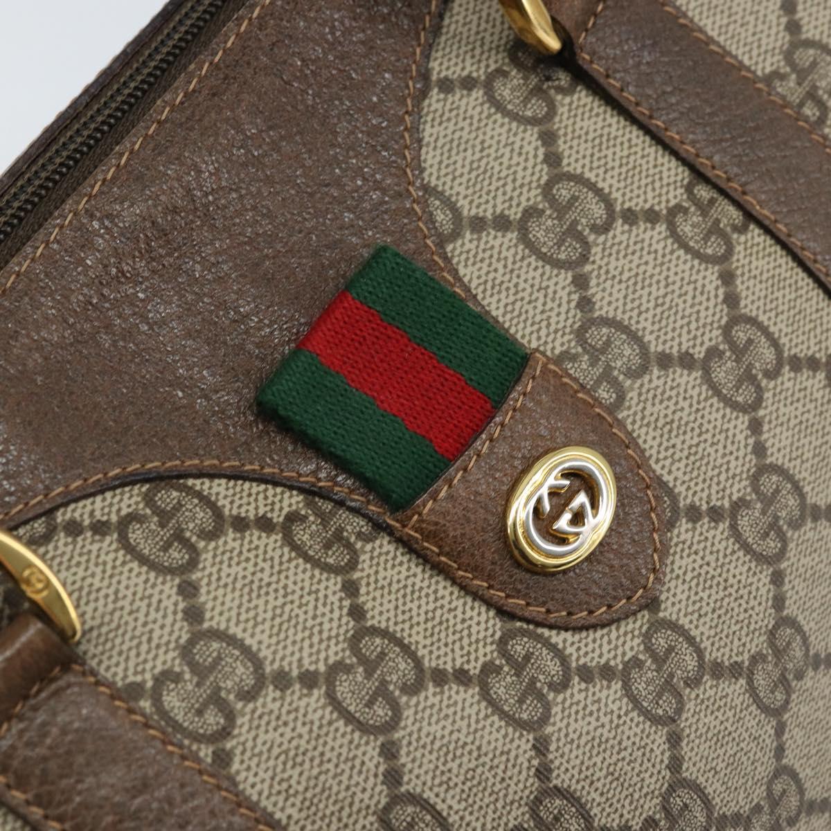 GUCCI GG Supreme Web Sherry Line Boston Bag PVC Beige Gold 40 02 007 Auth ARZ492