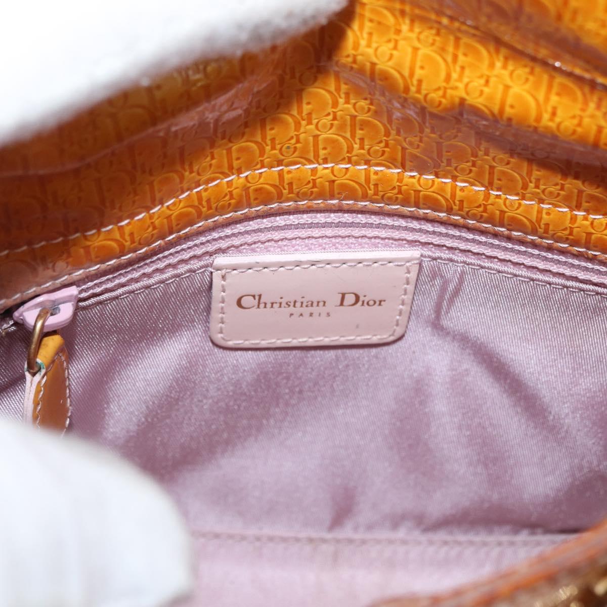 Christian Dior Trotter Canvas Lady Dior Hand Bag 2way Yellow Gold Auth ARZ504