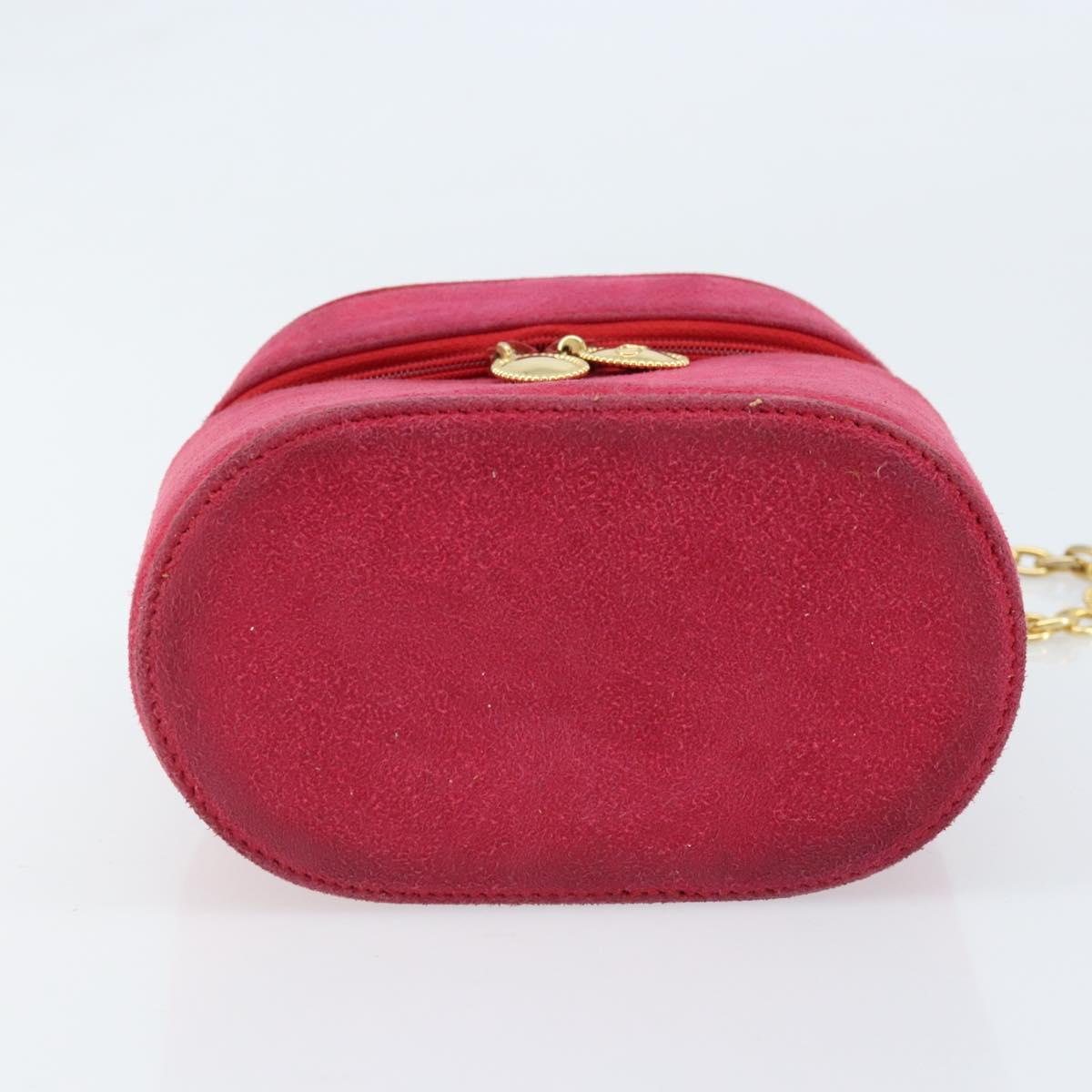 Christian Dior Chain Shoulder Bag Suede Pink Gold Auth ARZ505A