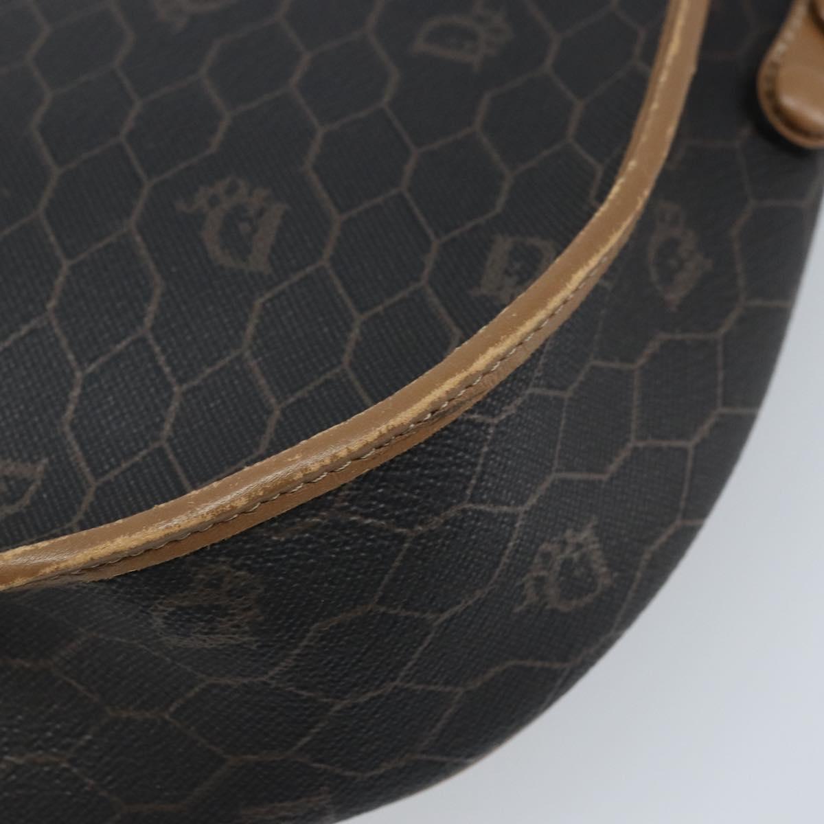 Christian Dior Honeycomb Canvas Shoulder Bag PVC Black Gold Auth ARZ506