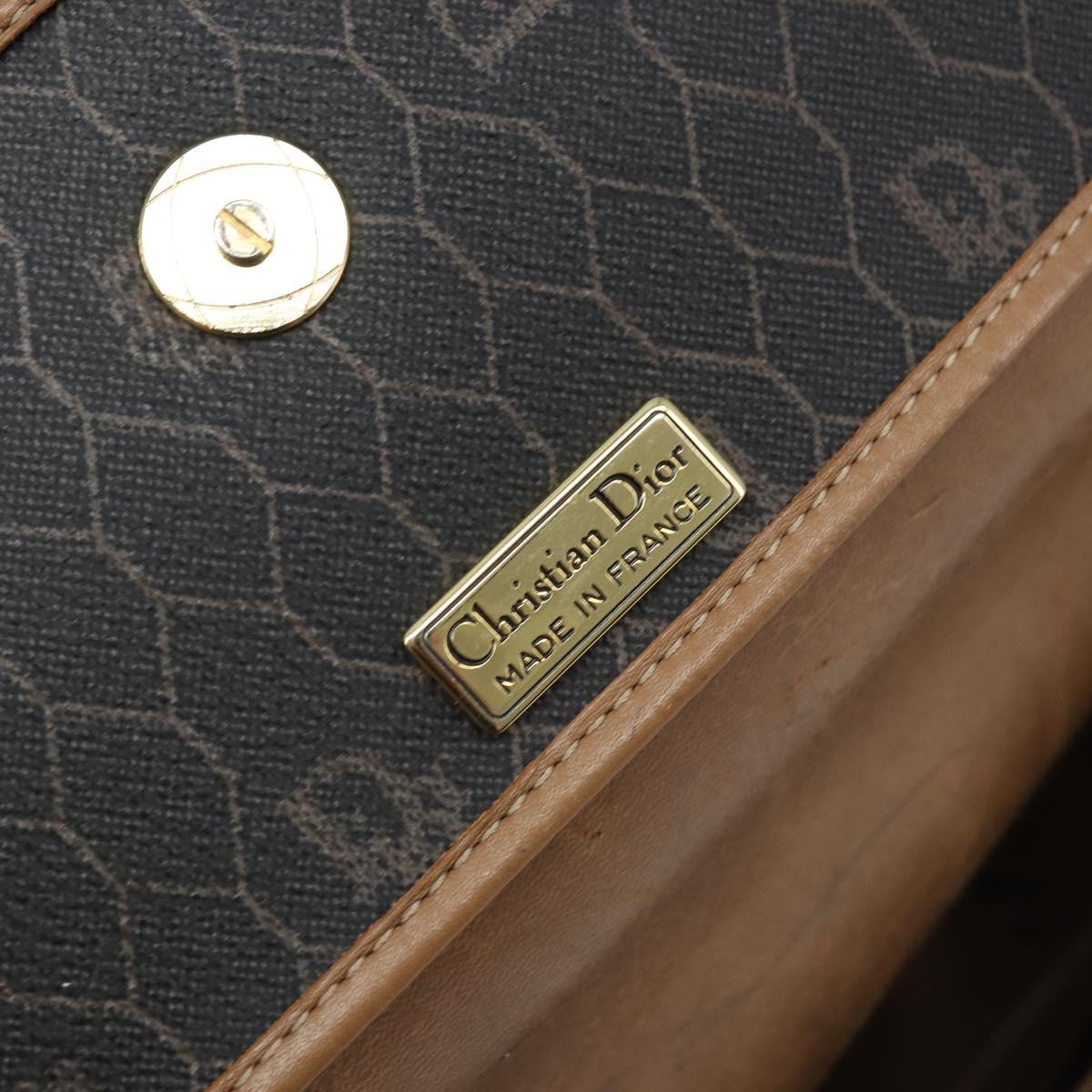 Christian Dior Honeycomb Canvas Shoulder Bag PVC Black Gold Auth ARZ506