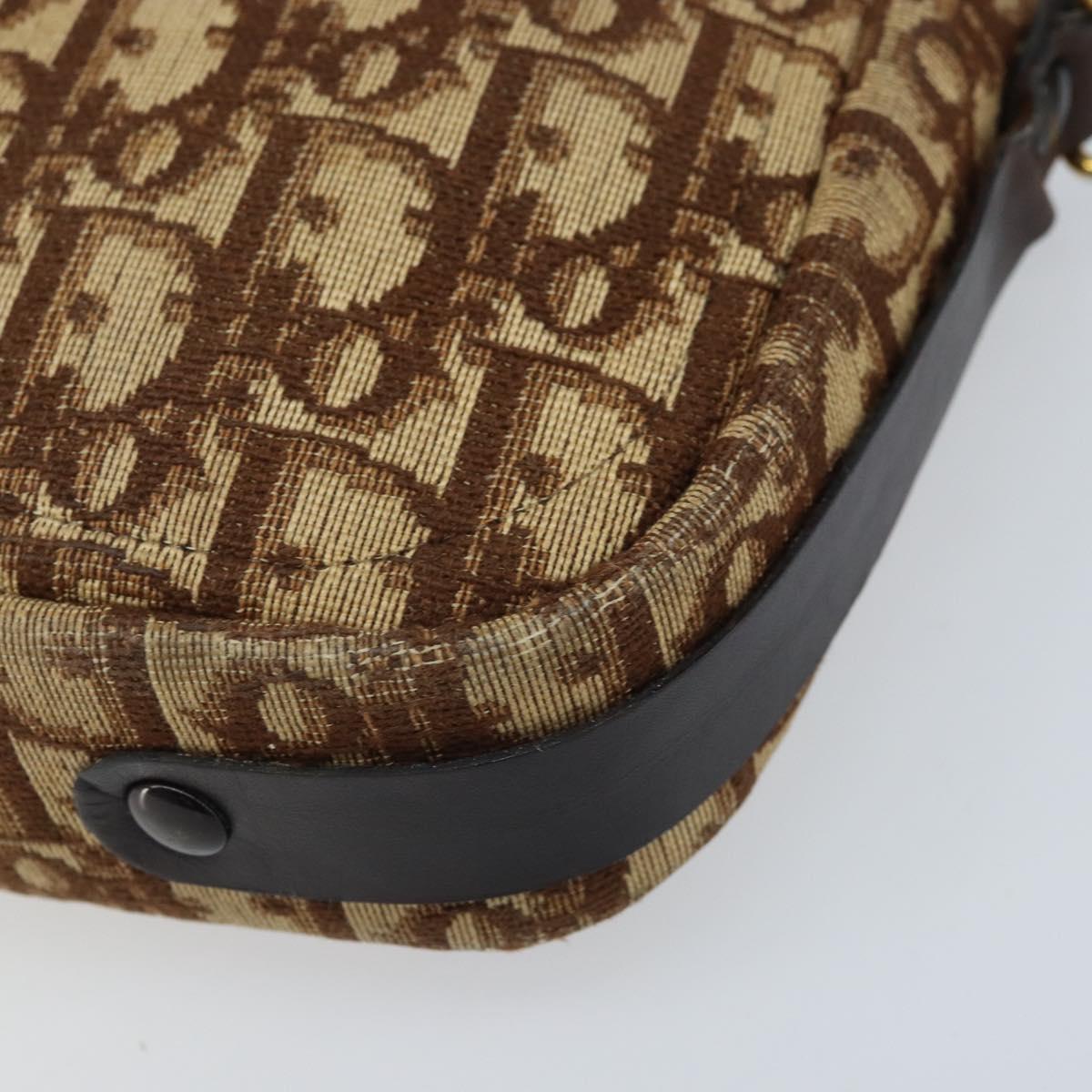 Christian Dior Trotter Canvas Shoulder Bag Beige Gold Auth ARZ509A