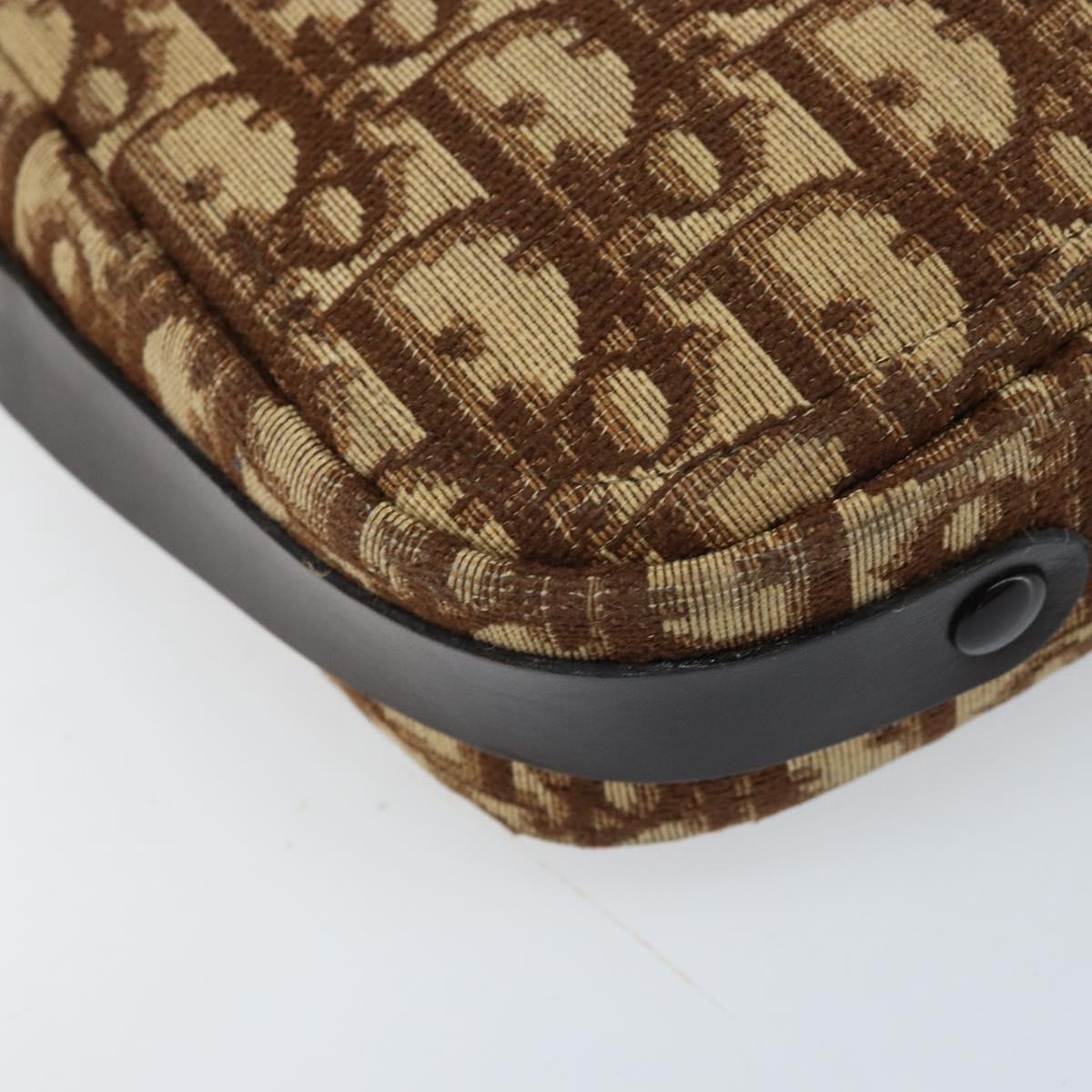 Christian Dior Trotter Canvas Shoulder Bag Beige Gold Auth ARZ509A