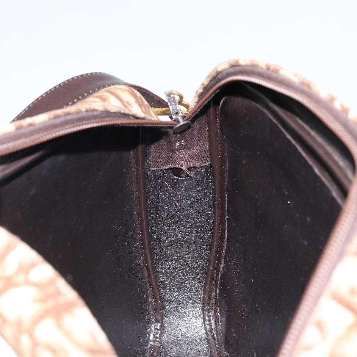Christian Dior Trotter Canvas Shoulder Bag Beige Gold Auth ARZ509A