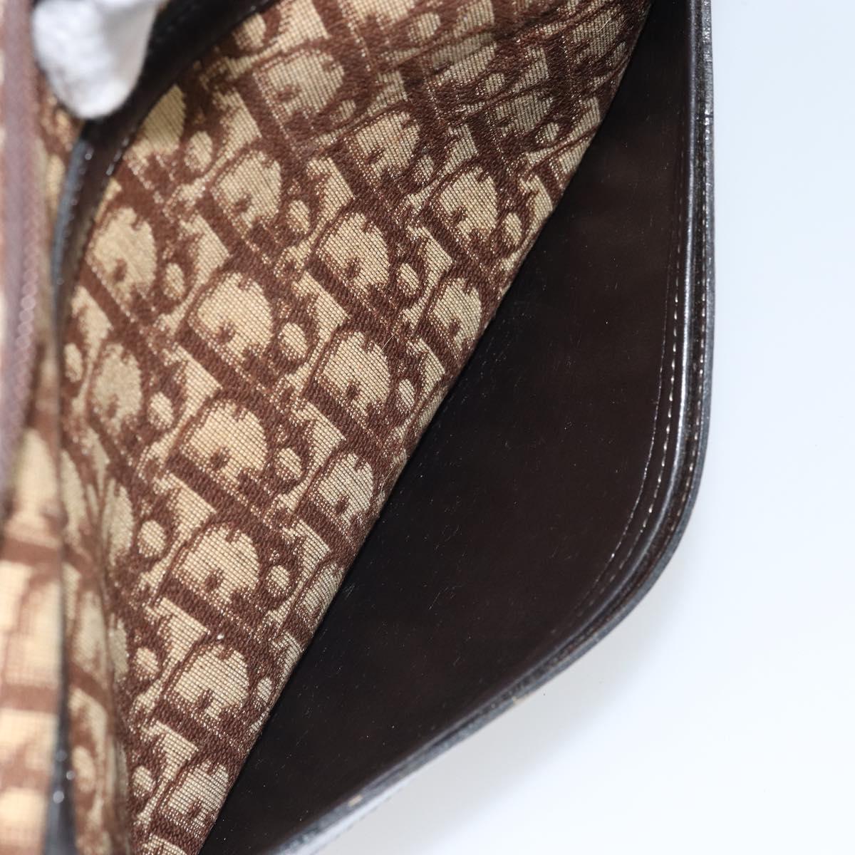 Christian Dior Trotter Canvas Shoulder Bag Beige Gold Auth ARZ509A