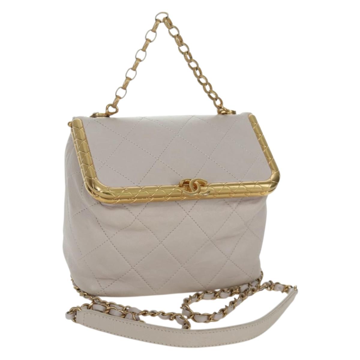 CHANEL Chain Matelasse Shoulder Bag Lamb Skin 2way Pink Gold CC Auth ARZ510V