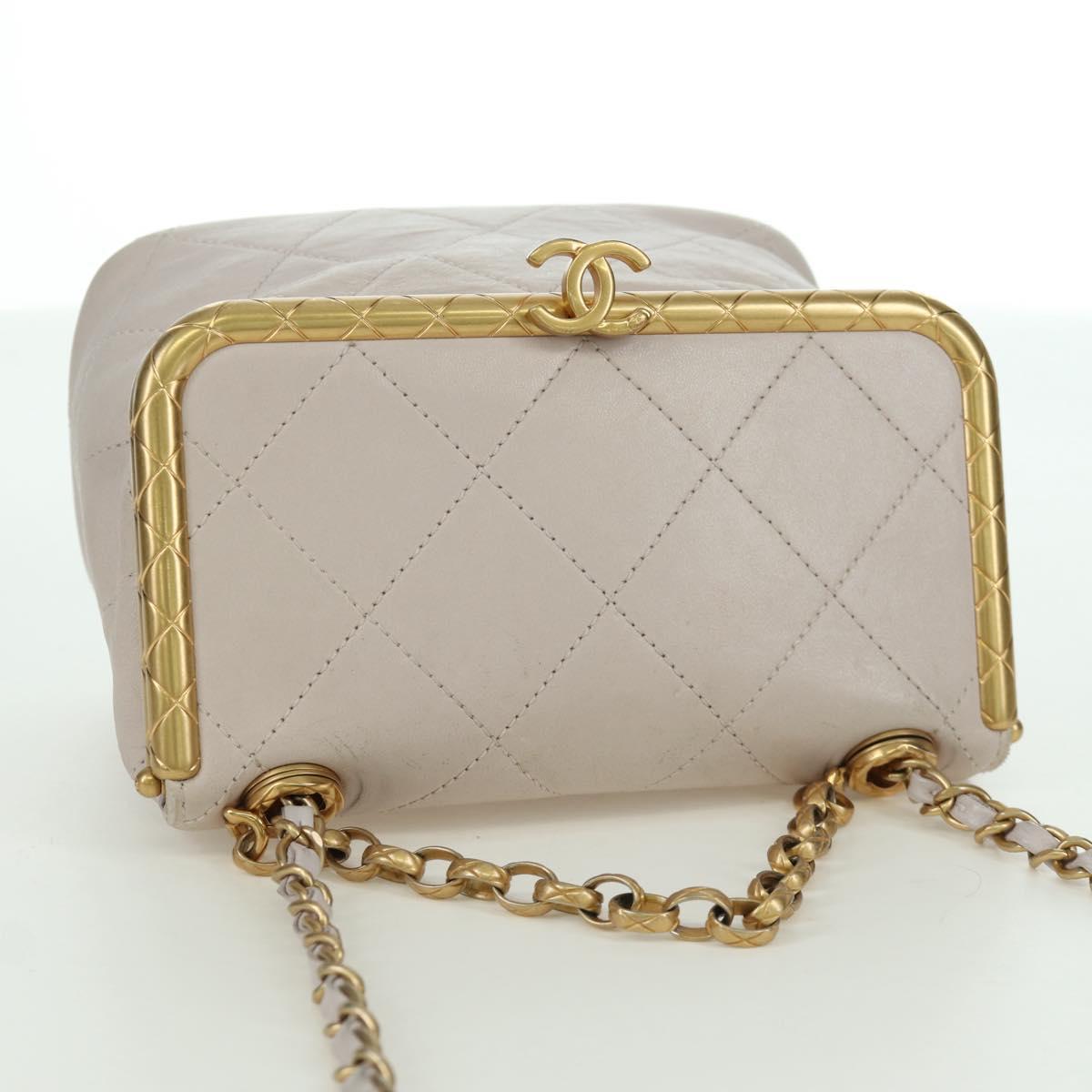 CHANEL Chain Matelasse Shoulder Bag Lamb Skin 2way Pink Gold CC Auth ARZ510V